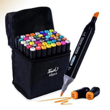 Imagem de Kit Caneta Touch 48 Cores Base De Álcool Permanente Colorir - FSS