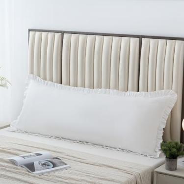 Imagem de SnugLoom Capa de travesseiro de corpo branco 50 x 137 cm (1 pacote), 100% microfibra escovada com babados/capas - Super aconchegantes e macias, resistentes a rugas, desbotamento, manchas com fronhas