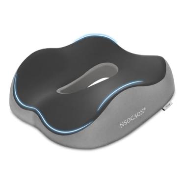 Imagem de NSOCAON Almofada de assento ergonômica de espuma viscoelástica - adequada para cadeiras de escritório, assentos de carro e cadeiras de rodas. Alivia cóccix e dores no quadril. Durável e confortável.