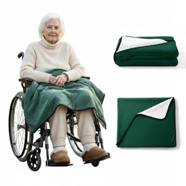Imagem de IHEALTHCOMFORT Cobertor de colo para cadeira de rodas para idosos, 109 cm x 71 cm, forro macio de ovelha, capa de joelho e colo, quente e leve com botões de pressão, conforto aconchegante para idosos