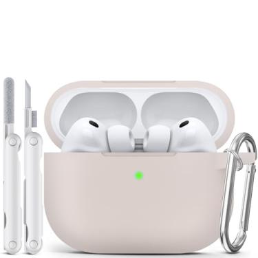 Imagem de MCTOPZO Capa para AirPods Pro 3 2025 vem com kit de limpeza, capa protetora de silicone macio para Apple AirPods Pro 3ª geração com chaveiro, capa para AirPod Pro 3 para mulheres e homens - Milk Tea