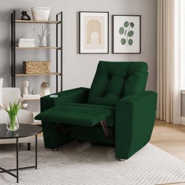Imagem de Poltrona Do Papai Reclinável Suede Porta Copo Perola Verde