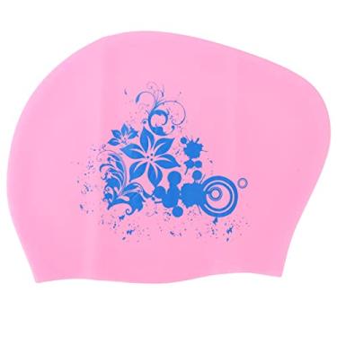 Imagem de Touca de natação de silicone, cabelo longo, à prova d'água, touca de banho para mulheres e homens, mergulho