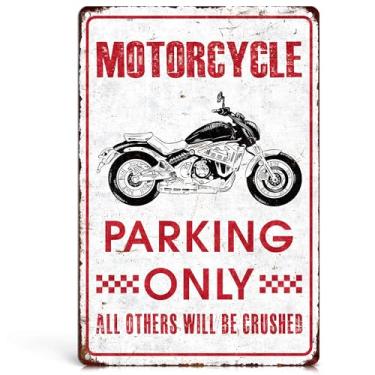 Imagem de Homely Accents Placa de estacionamento de motocicleta - presentes de bicicleta suja para homens, decorações engraçadas de festa de aniversário de motocross para homem, quarto de meninos, decoração de