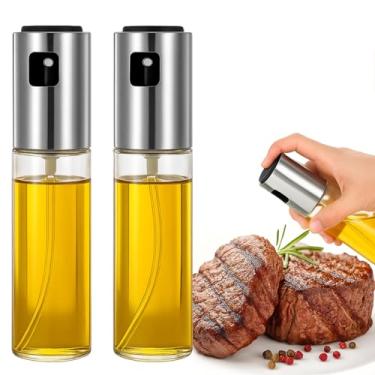 Imagem de Kit 2 Spray Pulverizador Vidro + Aço Inox 100 ml – Óleo Azeite Vinagre – Cozinha Prática
