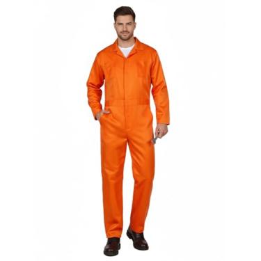 Imagem de UQJE Macacão masculino para trabalho, azul marinho, adulto, fantasia de Dia das Bruxas, Laranja, XXG