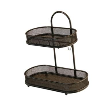 Imagem de FashionCha Suporte para Cosméticos com Prateleira, Organizador de Maquiagem, Organizador de Cuidados com a Pele de 2 Níveis, Organizador para Bancadas de Banheir, Preto