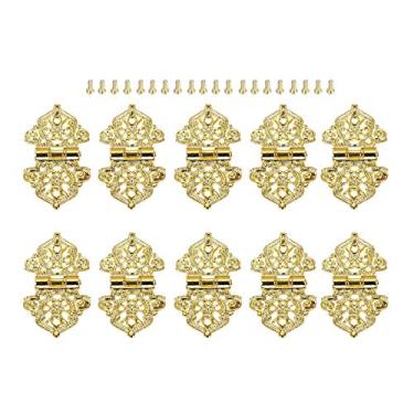 Imagem de 10 pcs jóias caixa de madeira gaveta armário decorativo dobradiça porta móveis dobradiças antiquética bronze/ouro 53 * 28mm YYDFPIIA (Color : B)