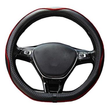 Imagem de Capa de volante em forma de D 35.6 cm 36 cm para Tesla Model 3 / Y, para Camaro Small D Type Carros e Racing Game Microfibra Couro (Preto Vermelho)