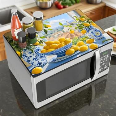 Imagem de Capa de microondas, resistente ao calor, antiderrapante, protetor de balcão, não apagável, impermeável, para lavadora, geladeira de micro-ondas (limão, 45 x 35 cm)