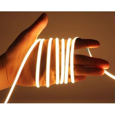 Imagem de Fita de luz LED COB alimentada por USB de 5 m - Fita de luz cortável flexível com suporte adesivo, temperatura de cor de 6000 K/3000K para casa, quarto, sala de estar, quente (pilhas não incluídas)