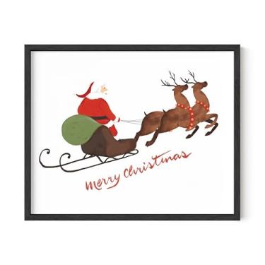 Imagem de HAUS AND HUES Santa Claus on Sled Christmas Wall Art Decor - Feito nos EUA - Sem moldura 16x20 (trenó de Papai Noel)