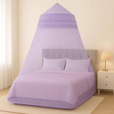 Imagem de Mosquiteiro de Teto com Elástico para Cama Casal/Box/Solteiro/Queen | Renda Volta ao Mundo(lilás)