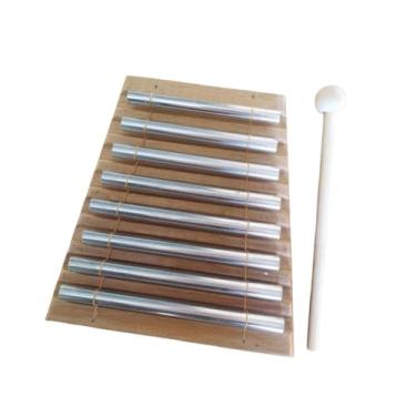 Imagem de oshhni Sino de mão, instrumento musical de percussão, ornamento, iluminação musical, sino de vento de mesa com 8 tons para casa, mindfulness.