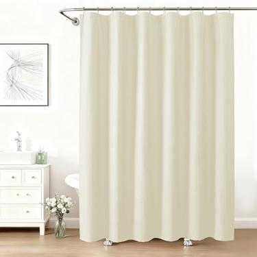 Imagem de Aiyufeng Cortinas de chuveiro longas para banheiro, cortina de chuveiro de tecido repelente de água texturizada, qualidade de luxo de hotel e pano macio, lavável na máquina, 72Lx84L, creme