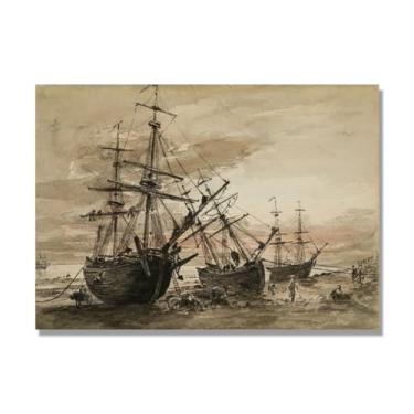 Imagem de NHLDZYH Impressão em tela estilo John Constable, (sem título 29), painel de tela de paisagem romântica, decoração de parede com tema de natureza para quarto ou escritório. 30 x 42 cm. Somente tela