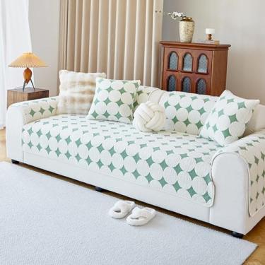 Imagem de HGTRH Capa de sofá antiderrapante, capa de sofá 1 2 3 4 lugares veludo, capa de sofá em forma de L, capa de sofá de canto animais de estimação capa de sofá antiderrapante para sofá verde 90 x 90