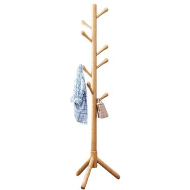 Imagem de Hhsdyl Cabideiro Madeira Maciça, Árvores Cabides Independente com 8 Ganchos para Casacos, Chapéus, Bolsas, Sacos, para Entrada, Corredor, Base e Poste,Natural wood color,B