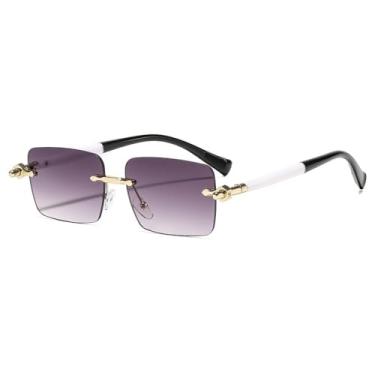 Imagem de Óculos de Sol UV400 - Sem Armação com Degradê e Contraste de Cores em Metal para Homens e Mulheres, Ideais para Esportes ao Ar Livre, Corrida e Ciclismo, Cinza Dourado