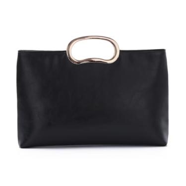 Imagem de Freie Liebe Bolsas modernas de couro PU, bolsas de mão para mulheres, formal, bolsa de noite para formatura, coquetel e casamento, Preto