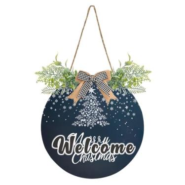 Imagem de YETTASBIN Placa de boas-vindas para árvore de Natal, placa de parede à prova d'água, guirlanda decorativa de alpendre para inauguração de casa, quintal, jardim, decoração de férias, 30 x 30 cm