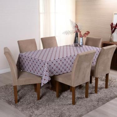 Imagem de Toalha de Mesa 4 Lugares Estampa Digital Natal 1,45x1,40m Tecido Oxford Branca E5