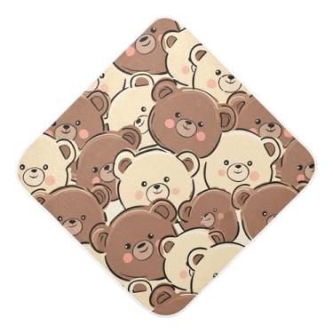 Imagem de Burbuja Toalha de banho de bebê Cartoon Bears - Toalha com capuz de musselina macia e absorvente para recém-nascidos, 76 x 76 cm