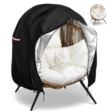 Imagem de Topcover Capa de cadeira de ovo, capa de vime à prova d'água, para ambientes externos, cesta de ovos à prova de vento para cadeira de pátio de vime ao ar livre, 94 cm C x 101 cm L x 122 cm A