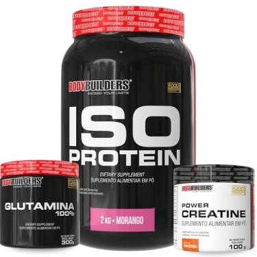 Imagem de Kit Iso Protein Morango 2kg + Power Creatina 100g + Power Glutamina - Bodybuilders