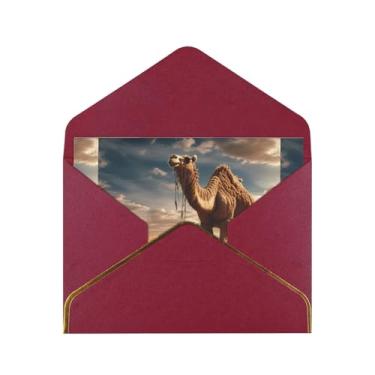 Imagem de SKKNT Cartões comemorativos com estampa de camelo de areia do deserto para todas as ocasiões, convites de festa de aniversário de casamento, 12,7 x 15,2 cm