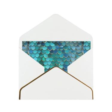 Imagem de Cartões comemorativos impressos em escala de sereia para todas as ocasiões, convites de festa de aniversário de casamento, 12,7 x 15,2 cm