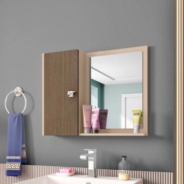 Imagem de Armario Espelheira Espelho Gênova Cor Fendi Carvalho Exclusivo Starros