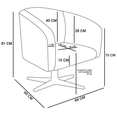 Imagem de Poltrona Sala Decorativa Stella Giratória Cromada Veludo Cotelê Bege D03 - D'rossi