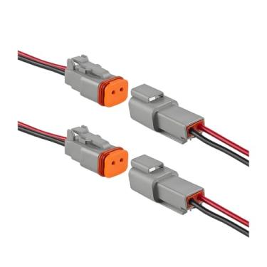 Imagem de FALVFUN Kit de conector DTP de 2 pinos, 2 peças OEM # DT04-2P conector impermeável para veículos com contato estampado tamanho 16, acessórios elétricos automotivos, universal para caminhão SUV RV