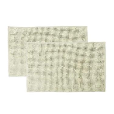 Imagem de Kit 2 Tapetes Banheiro Bolinha Antiderrapante Palha 58x38cm