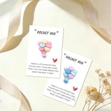 Imagem de Tokens de abraço de coração de bolso para mulheres homens presentes de aniversário de dia dos namorados para namorado namorada presente de relacionamento de longa distância para amigos rosa azul token