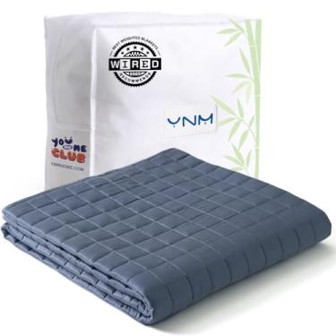 Imagem de YnM Cobertor King Size com peso refrescante para adultos (218 x 250 cm, 18 kg, cinza azul), perfeito para pessoas com sono quente com raiom refrescante/contas de vidro, cobertor de cama pesado para
