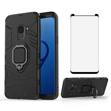 Imagem de Capa de telefone para Samsung Galaxy S9 com protetor de tela de vidro temperado e suporte de anel magnético suporte suporte fino acessórios para celular rígido Glaxay S 9 Edge 9S GS9 homens meninos