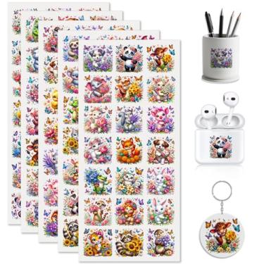 Imagem de Dorsbaby Flores Animais 105 peças UV DTF envoltórios de copo para chaveiros AirPods, decalques de telefone para fones de ouvido Bluetooth, mini copos, cadernos