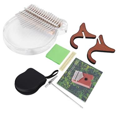 Imagem de Kit de piano de polegar de acrílico transparente Kalimba com 17 teclas para iniciantes. Este instrumento musical é ideal para aprender e tocar música kalimba. Vem com uma bolsa para facilitar o