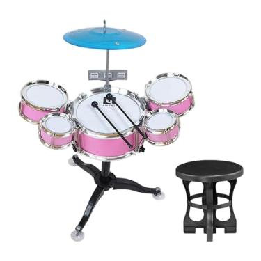 Imagem de Almencla Bateria Infantil - Instrumento de Percussão Divertido e Cômico para Crianças de 3 a 6 Anos - Ideal para Iniciantes - Kit de Bateria Jazz, Rosa