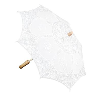 Imagem de Generic Guarda-chuva de Renda Nupcial Feito à Mão, Adereço para Foto, Presente de Casamento para Amigos, Mulheres Elegantes, Bege, Tamanho L (Branco Grande)