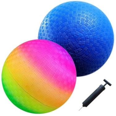 Imagem de AppleRound 10-inch Playground Balls, Pack of Blue & Rainbow with Pump