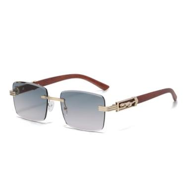 Imagem de JRLLFD Óculos de sol sem aro da moda, masculino, luxuoso, feminino, com lentes coloridas, uv400 (5)