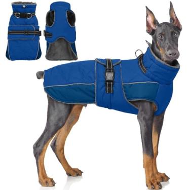 Imagem de QBLEEV Jaqueta quente para cães – Casaco de inverno refletivo ajustável com gola rolê para clima frio, roupa de neve de lã impermeável para cães pequenos, médios e grandes