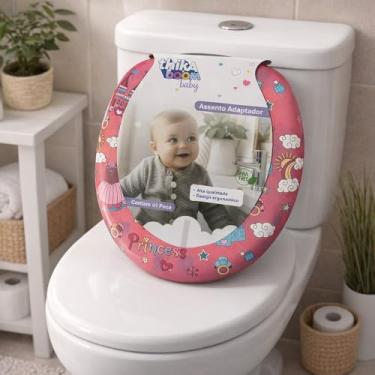 Imagem de Assento Adaptador Infantil para Vaso Sanitário Universal Facilita Desfralde para Menina, Rosa, PVC e Plástico, 29x27 cm