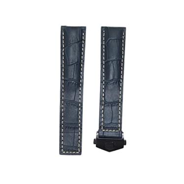 Imagem de EPANO 20 22mm Pulseira de relógio de couro de vaca para TAG HEUER MONACO Series Men Quality Band Soft Watch Band For TAG HEUER Pulseira de pulso (Cor: Com Fecho Preto, Tamanho: 22mm)
