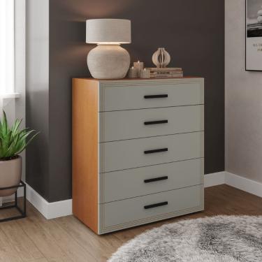 Imagem de Cômoda Valência 5 Gavetas Freijó Verde Politorno Móveis