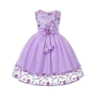 Imagem de Vestido De Festa Princesa Com Renda Para Meninas, Bordado Europeu-Amer