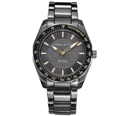 Imagem de Perry Ellis Relógio masculino Solar – mostrador redondo e pulseira de liga metálica, analógico resistente à água